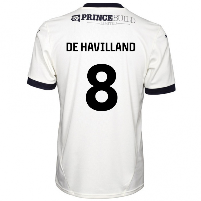 Kandiny Hombre Camiseta Ryan De Havilland #8 Blanquecino Negro 2ª Equipación 2024/25 La Camisa Chile