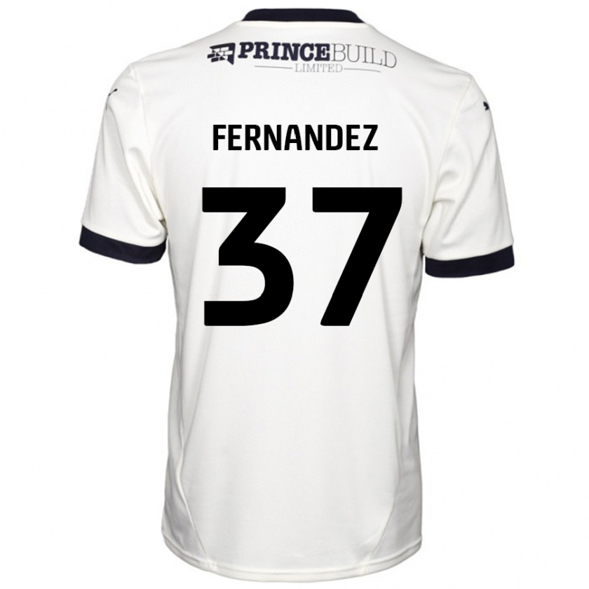 Kandiny Hombre Camiseta Emmanuel Fernandez #37 Blanquecino Negro 2ª Equipación 2024/25 La Camisa Chile