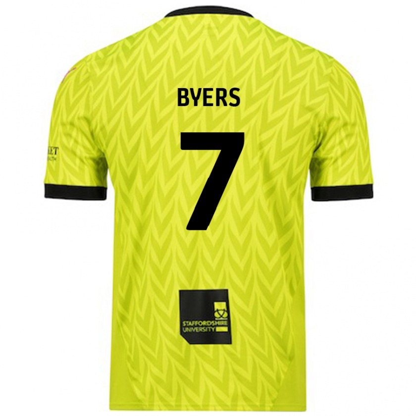 Kandiny Hombre Camiseta George Byers #7 Verde Fluorescente 2ª Equipación 2024/25 La Camisa Chile