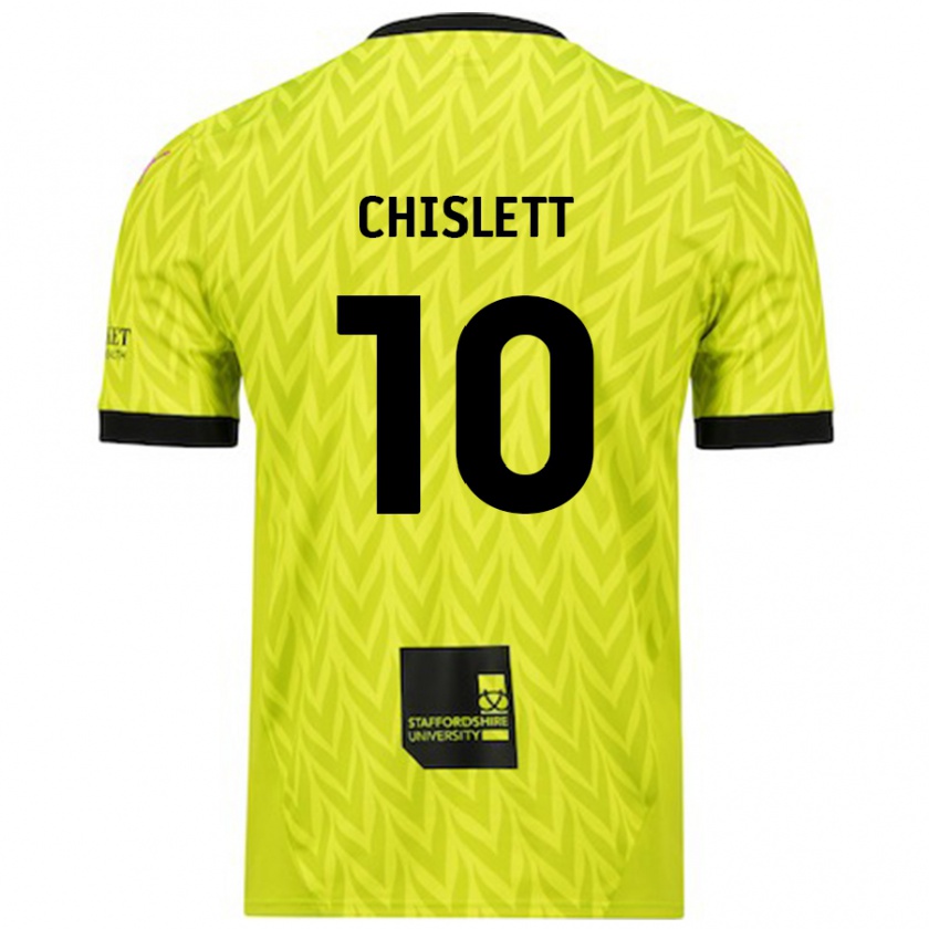 Kandiny Hombre Camiseta Ethan Chislett #10 Verde Fluorescente 2ª Equipación 2024/25 La Camisa Chile