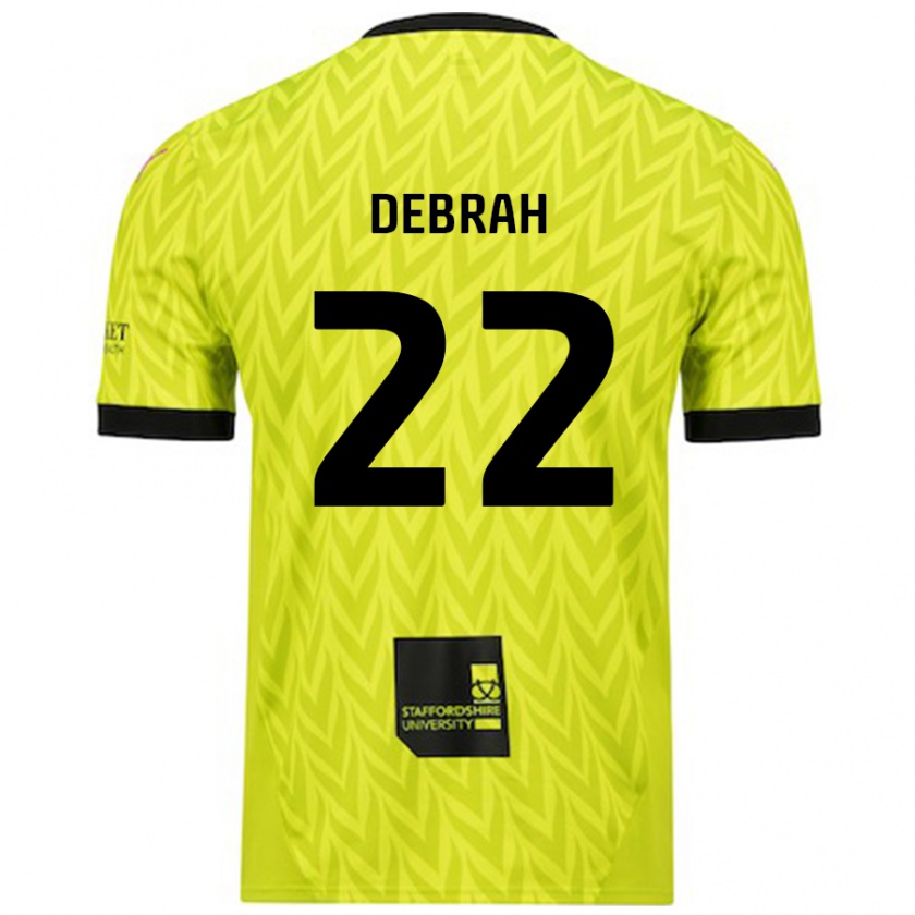 Kandiny Hombre Camiseta Jesse Debrah #22 Verde Fluorescente 2ª Equipación 2024/25 La Camisa Chile