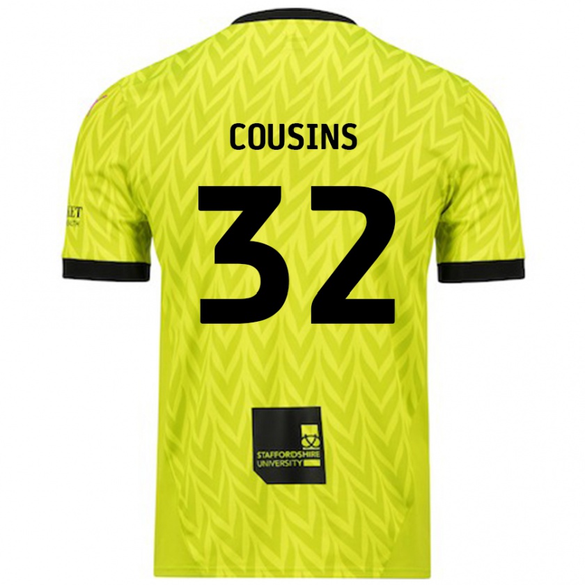 Kandiny Hombre Camiseta Logan Cousins #32 Verde Fluorescente 2ª Equipación 2024/25 La Camisa Chile