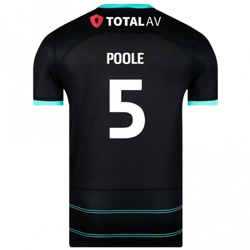 Kandiny Hombre Camiseta Regan Poole #5 Negro 2ª Equipación 2024/25 La Camisa Chile