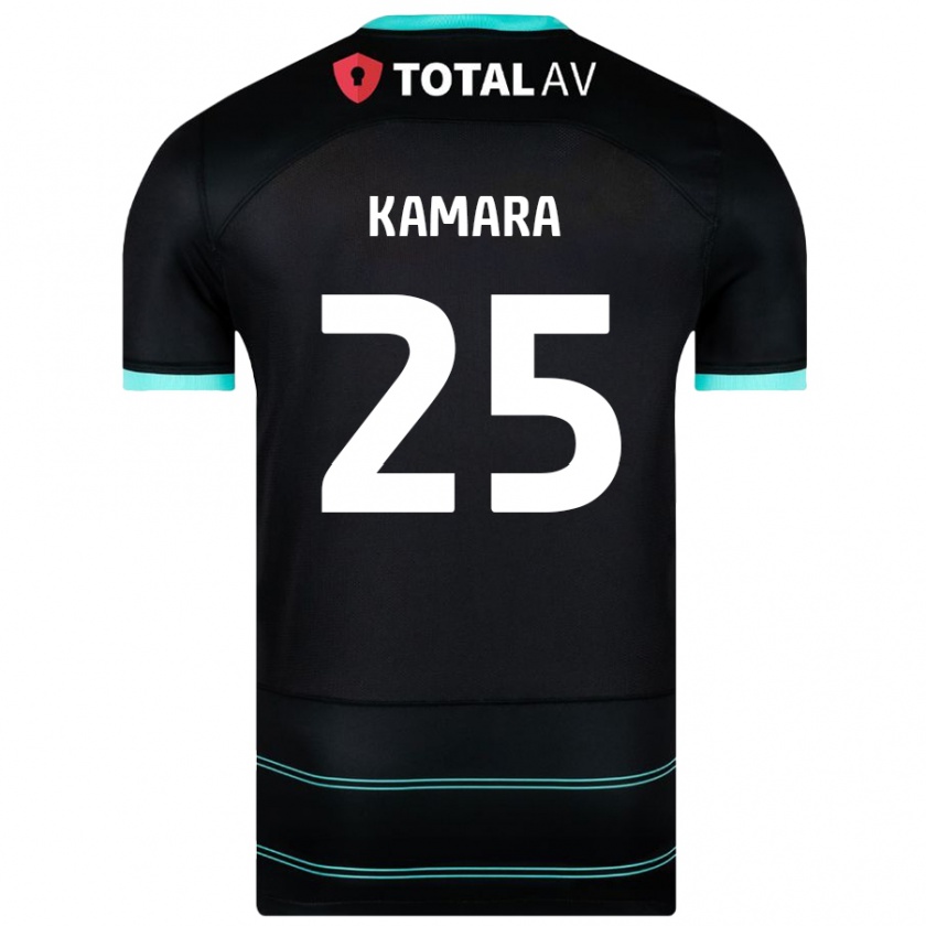 Kandiny Hombre Camiseta Abdoulaye Kamara #25 Negro 2ª Equipación 2024/25 La Camisa Chile