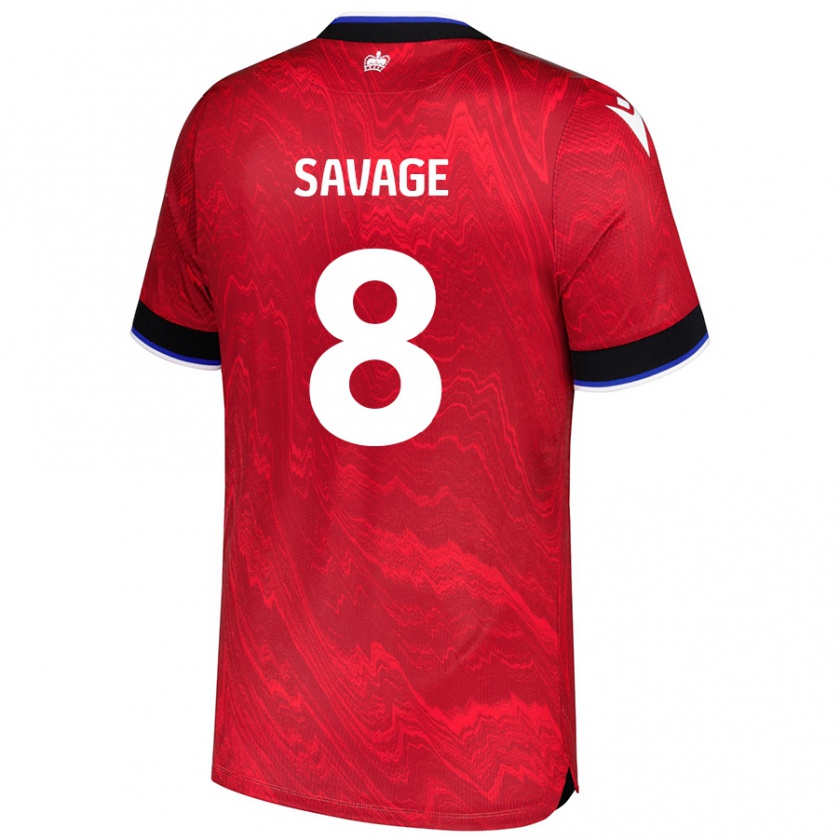 Kandiny Hombre Camiseta Charlie Savage #8 Rojo Negro 2ª Equipación 2024/25 La Camisa Chile