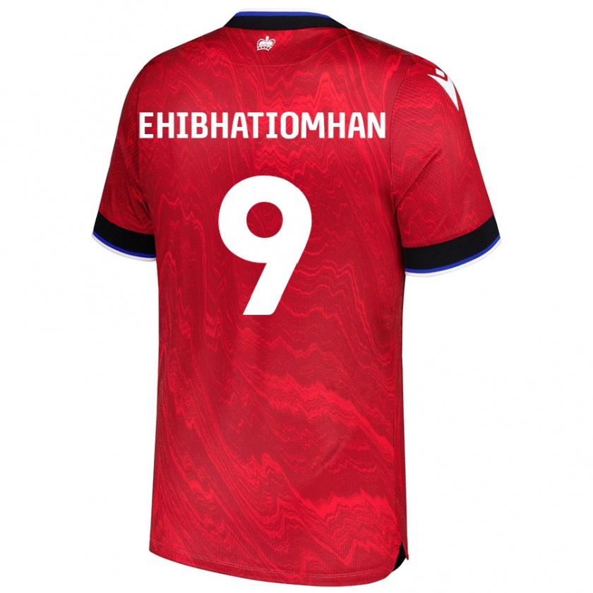 Kandiny Hombre Camiseta Kelvin Ehibhatiomhan #9 Rojo Negro 2ª Equipación 2024/25 La Camisa Chile