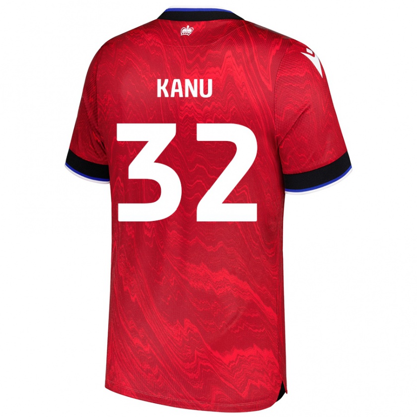 Kandiny Hombre Camiseta Abraham Kanu #32 Rojo Negro 2ª Equipación 2024/25 La Camisa Chile