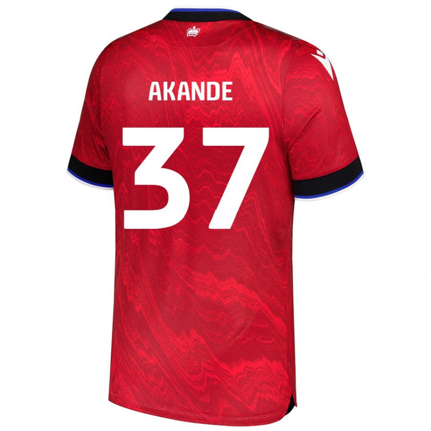 Kandiny Hombre Camiseta Adrian Akande #37 Rojo Negro 2ª Equipación 2024/25 La Camisa Chile