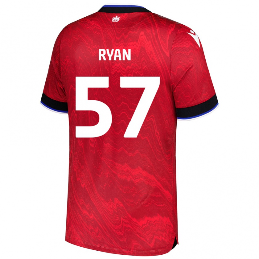 Kandiny Hombre Camiseta John Ryan #57 Rojo Negro 2ª Equipación 2024/25 La Camisa Chile