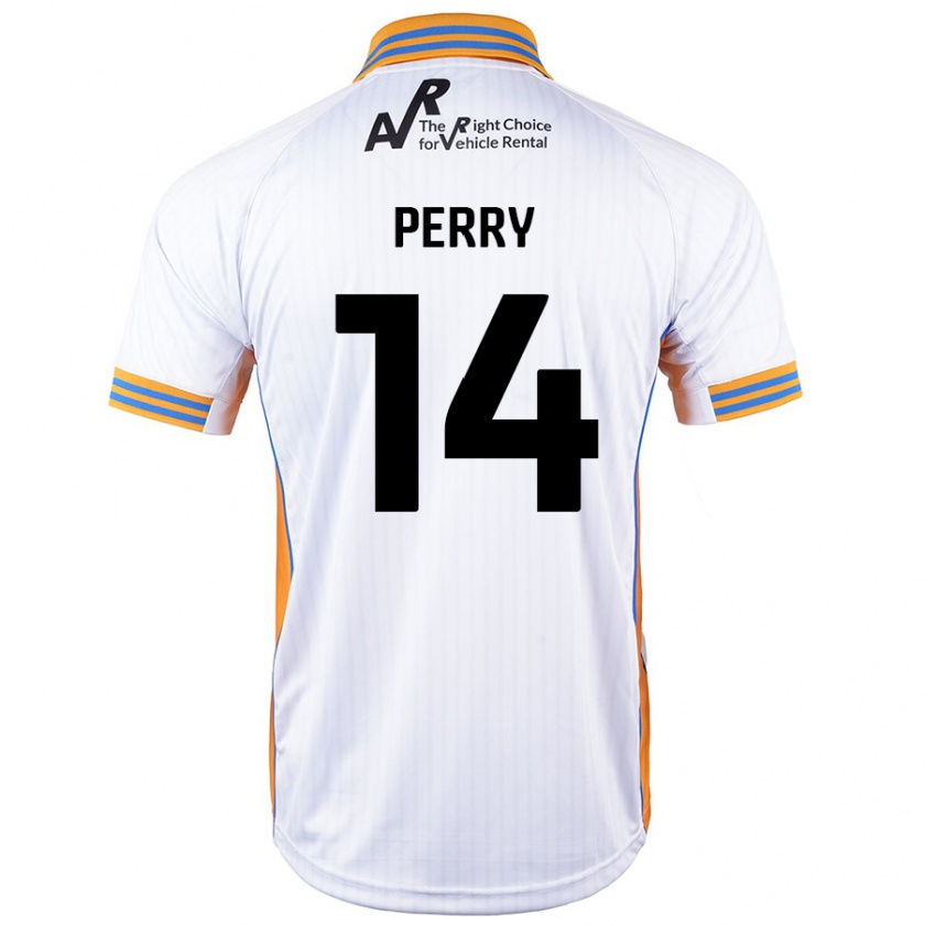 Kandiny Hombre Camiseta Taylor Perry #14 Blanco 2ª Equipación 2024/25 La Camisa Chile