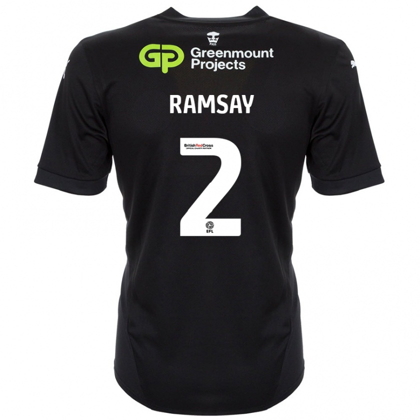 Kandiny Hombre Camiseta Calvin Ramsay #2 Negro 2ª Equipación 2024/25 La Camisa Chile