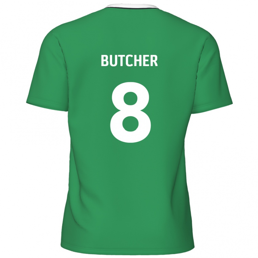 Kandiny Hombre Camiseta Matt Butcher #8 Verde Rayas Blancas 2ª Equipación 2024/25 La Camisa Chile