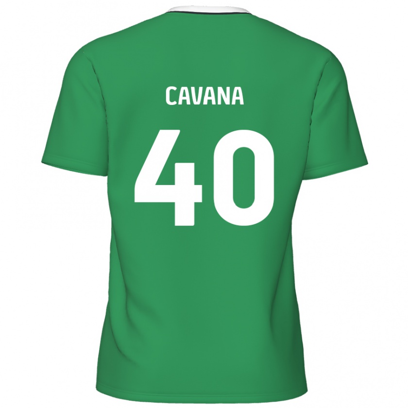 Kandiny Hombre Camiseta Max Cavana #40 Verde Rayas Blancas 2ª Equipación 2024/25 La Camisa Chile