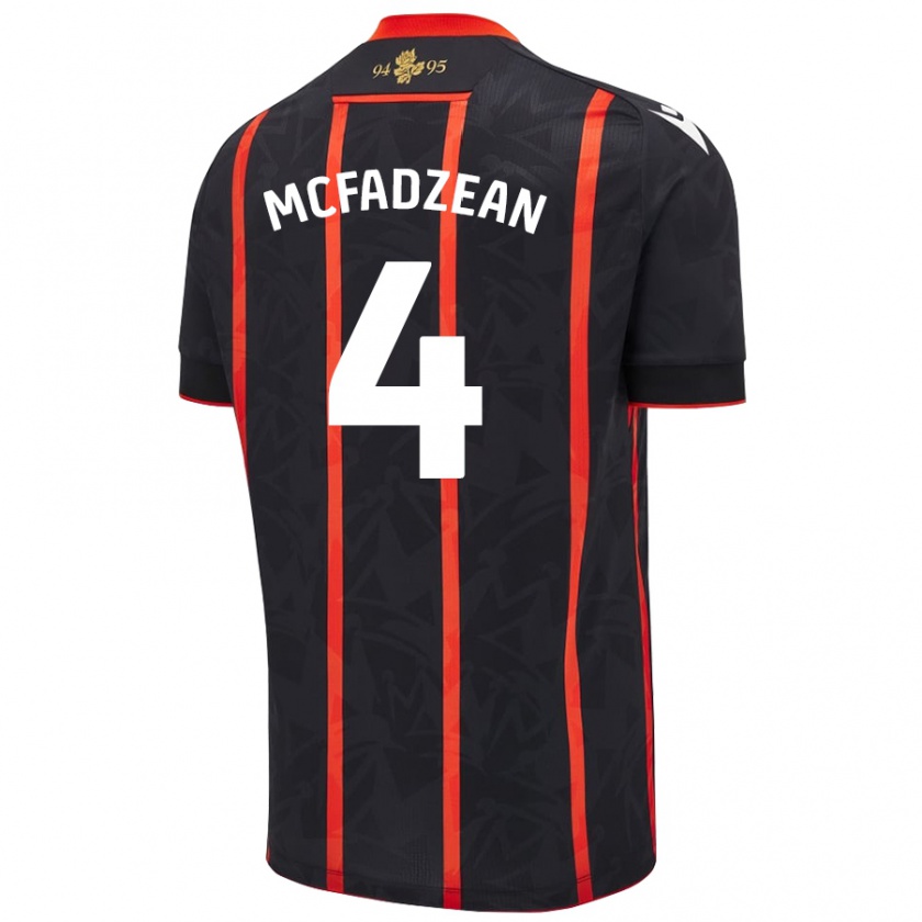 Kandiny Hombre Camiseta Kyle Mcfadzean #4 Negro Rojo 2ª Equipación 2024/25 La Camisa Chile