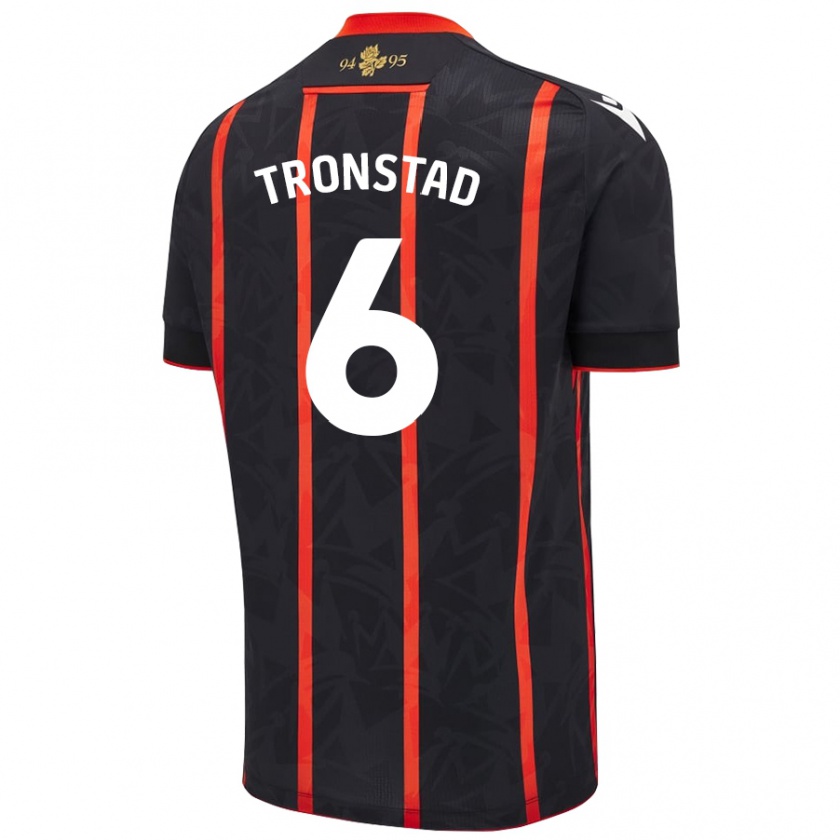 Kandiny Hombre Camiseta Sondre Tronstad #6 Negro Rojo 2ª Equipación 2024/25 La Camisa Chile