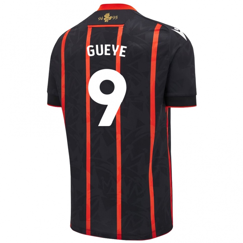 Kandiny Hombre Camiseta Makhtar Gueye #9 Negro Rojo 2ª Equipación 2024/25 La Camisa Chile