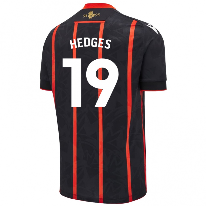 Kandiny Hombre Camiseta Ryan Hedges #19 Negro Rojo 2ª Equipación 2024/25 La Camisa Chile