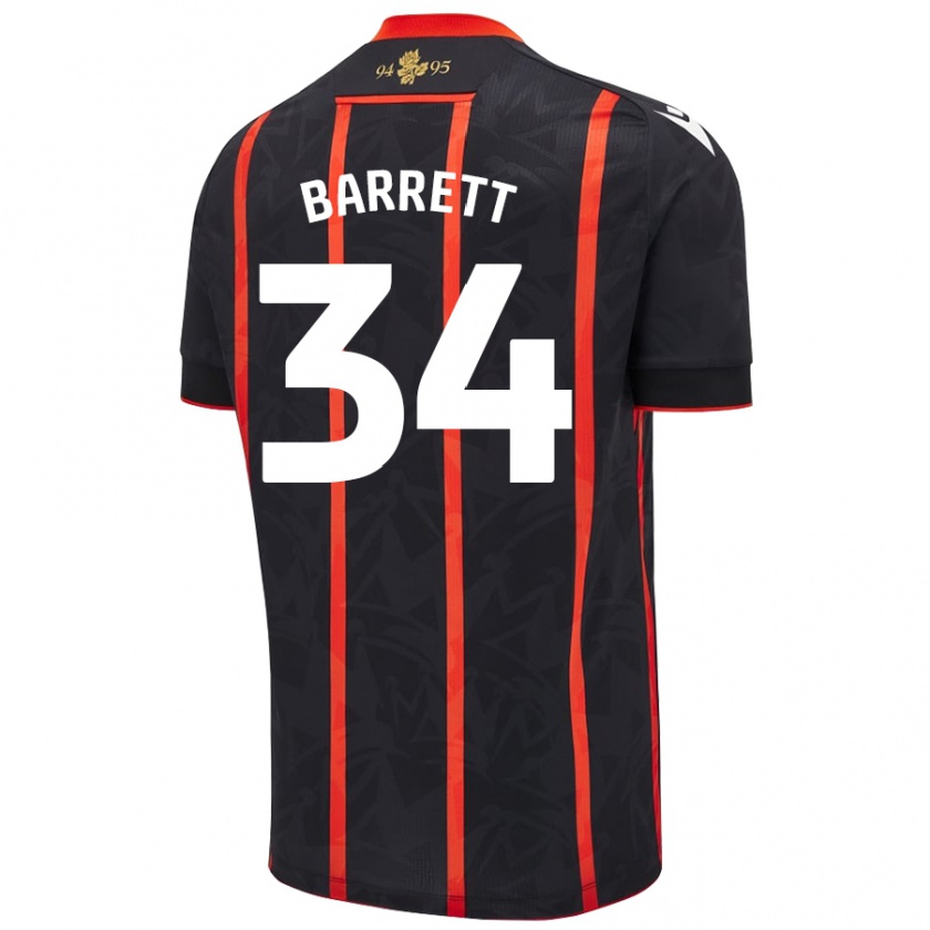 Kandiny Hombre Camiseta Jack Barrett #34 Negro Rojo 2ª Equipación 2024/25 La Camisa Chile