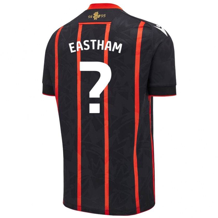 Kandiny Hombre Camiseta Jordan Eastham #0 Negro Rojo 2ª Equipación 2024/25 La Camisa Chile