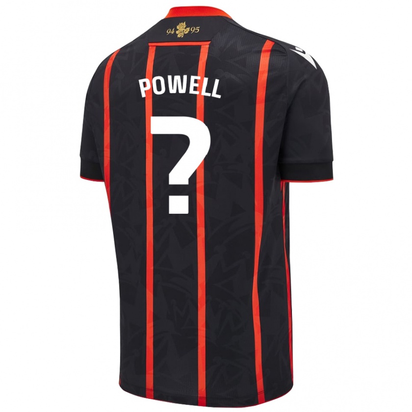 Kandiny Hombre Camiseta Brandon Powell #0 Negro Rojo 2ª Equipación 2024/25 La Camisa Chile