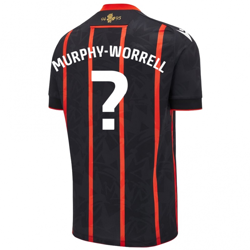 Kandiny Hombre Camiseta Paul Murphy-Worrell #0 Negro Rojo 2ª Equipación 2024/25 La Camisa Chile