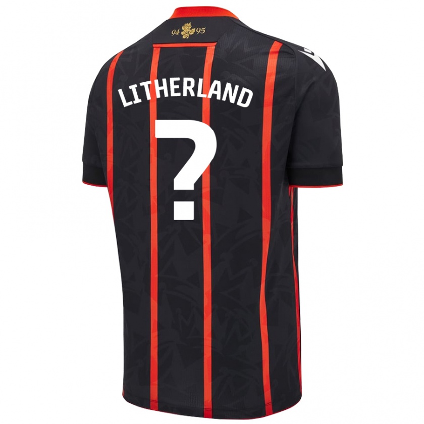 Kandiny Hombre Camiseta Matty Litherland #0 Negro Rojo 2ª Equipación 2024/25 La Camisa Chile