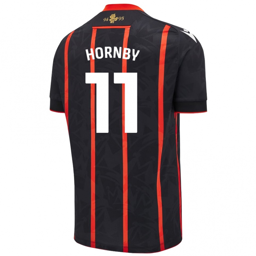 Kandiny Hombre Camiseta Megan Hornby #11 Negro Rojo 2ª Equipación 2024/25 La Camisa Chile