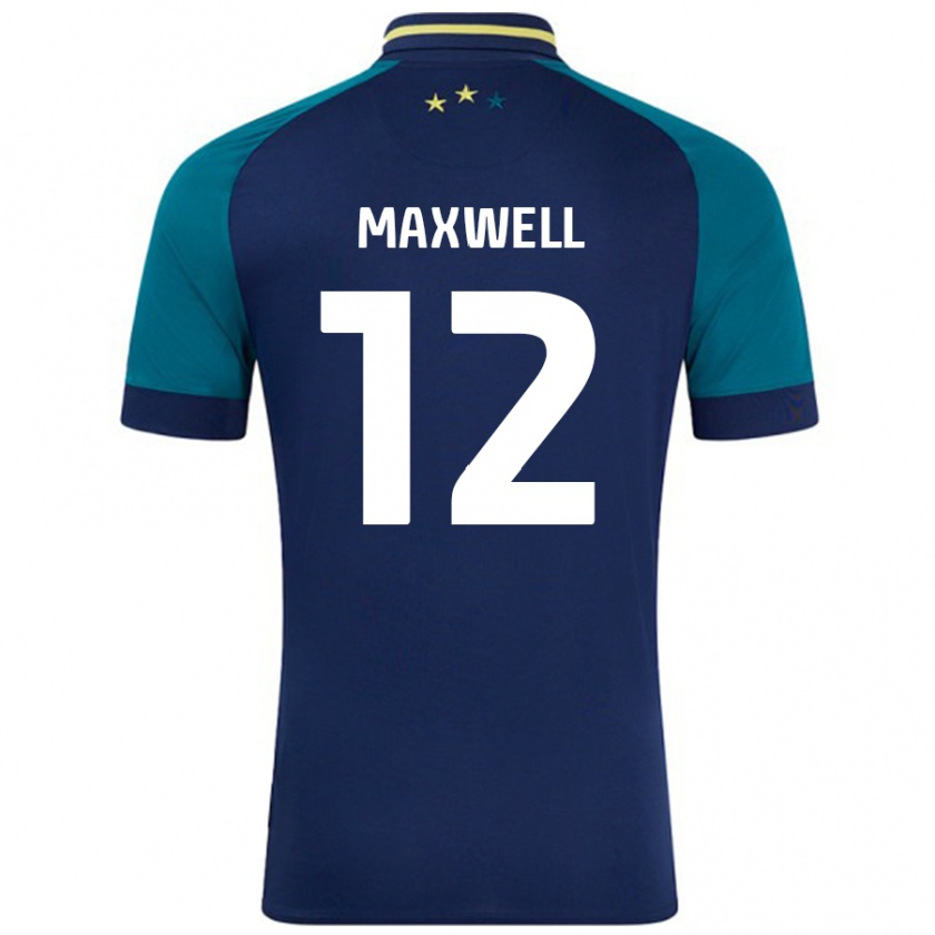 Kandiny Hombre Camiseta Chris Maxwell #12 Azul Marino Verde Oscuro 2ª Equipación 2024/25 La Camisa Chile