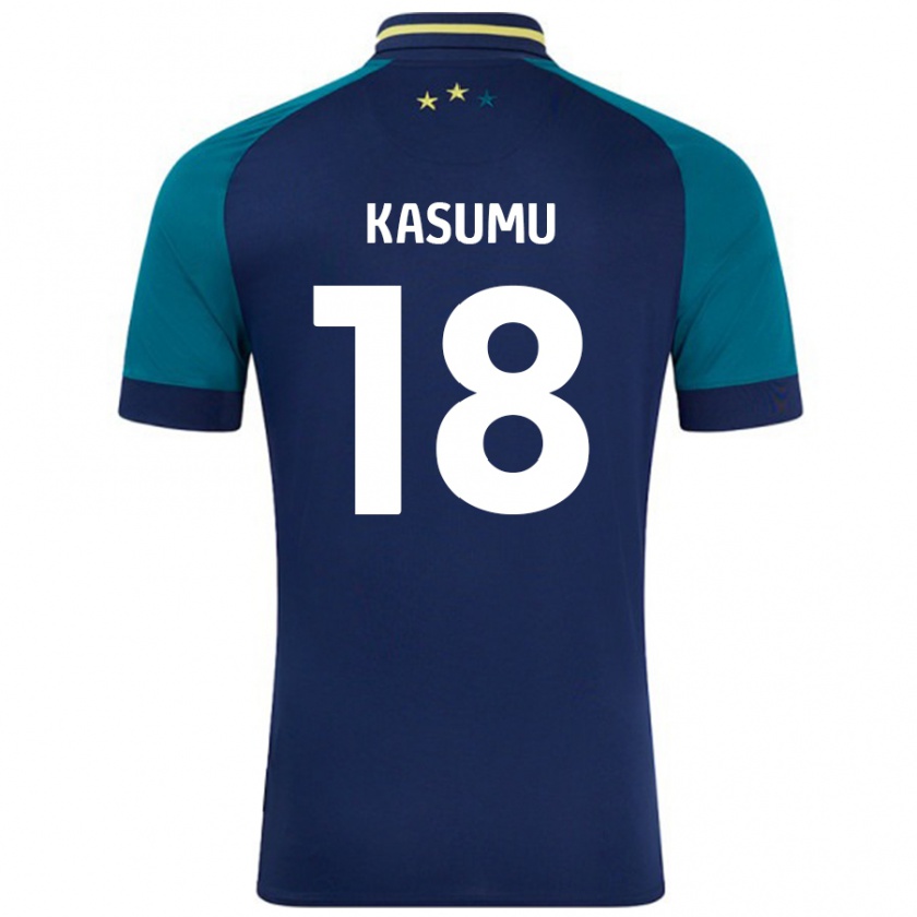 Kandiny Hombre Camiseta David Kasumu #18 Azul Marino Verde Oscuro 2ª Equipación 2024/25 La Camisa Chile