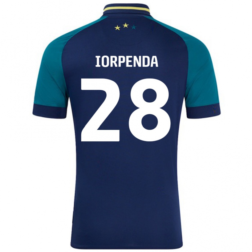 Kandiny Hombre Camiseta Tom Iorpenda #28 Azul Marino Verde Oscuro 2ª Equipación 2024/25 La Camisa Chile