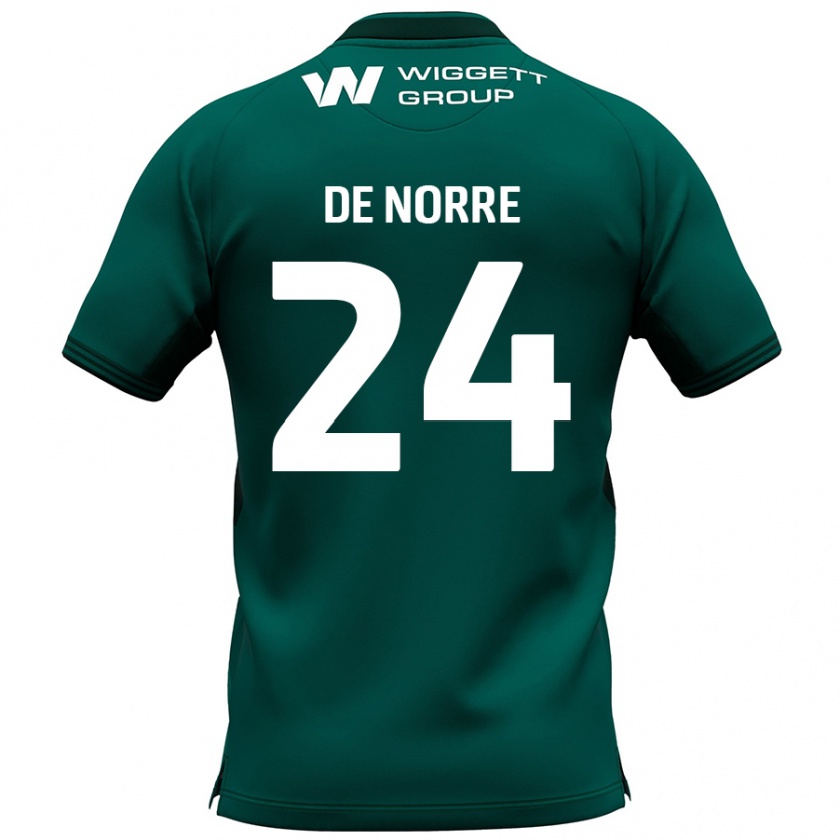 Kandiny Hombre Camiseta Casper De Norre #24 Verde 2ª Equipación 2024/25 La Camisa Chile