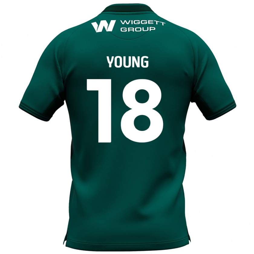 Kandiny Hombre Camiseta Michelle Young #18 Verde 2ª Equipación 2024/25 La Camisa Chile