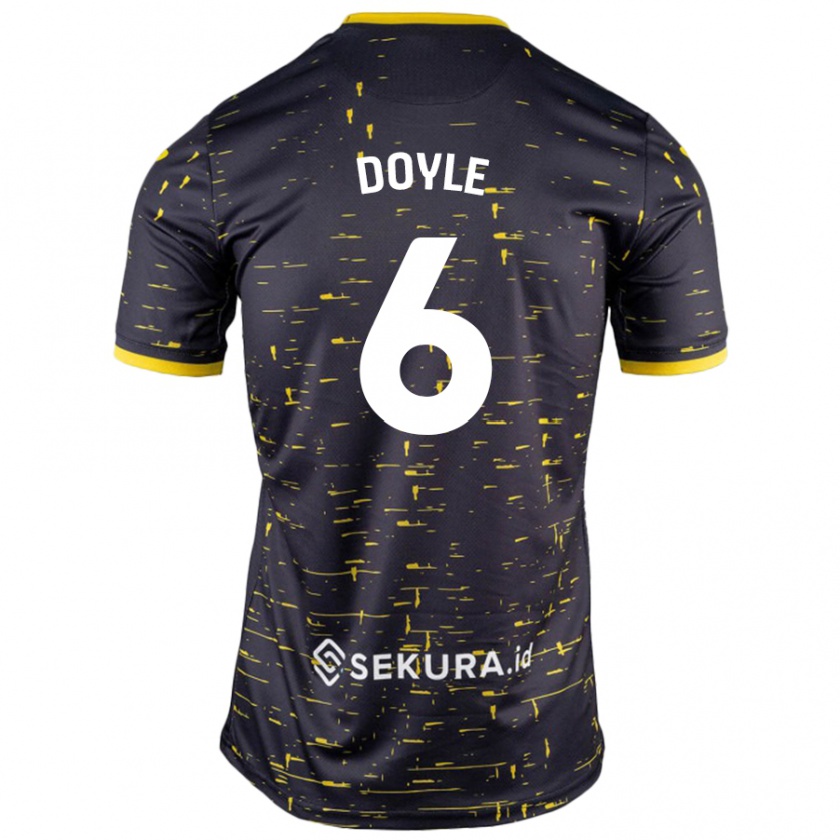 Kandiny Hombre Camiseta Callum Doyle #6 Negro Amarillo 2ª Equipación 2024/25 La Camisa Chile