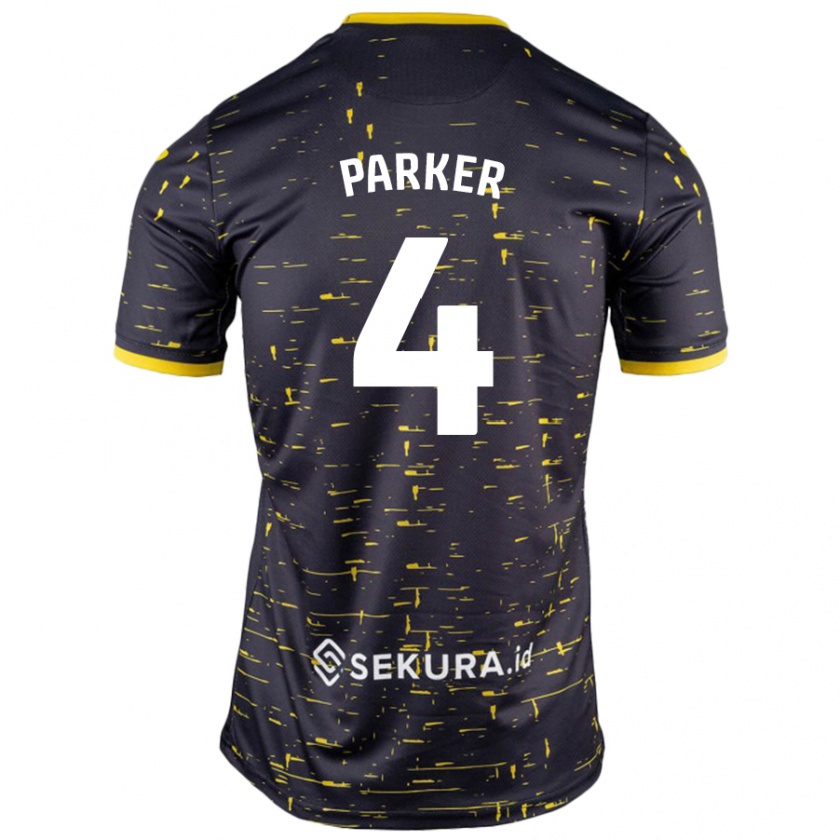 Kandiny Hombre Camiseta Alice Parker #4 Negro Amarillo 2ª Equipación 2024/25 La Camisa Chile