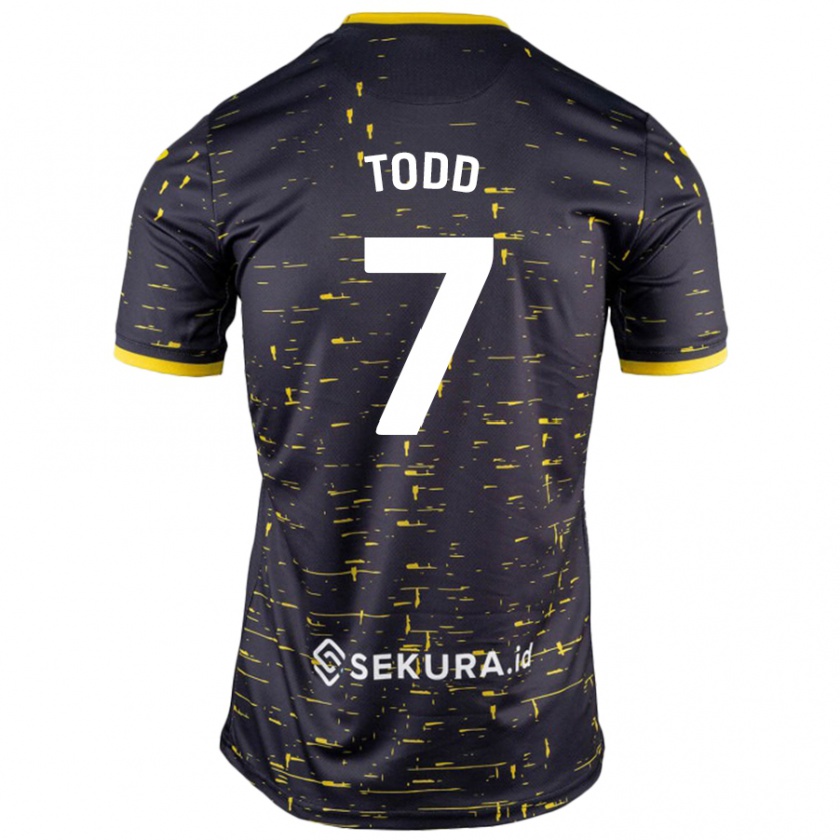 Kandiny Hombre Camiseta Megan Todd #7 Negro Amarillo 2ª Equipación 2024/25 La Camisa Chile