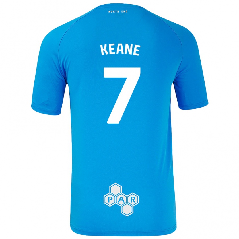 Kandiny Hombre Camiseta Will Keane #7 Azul Cielo 2ª Equipación 2024/25 La Camisa Chile