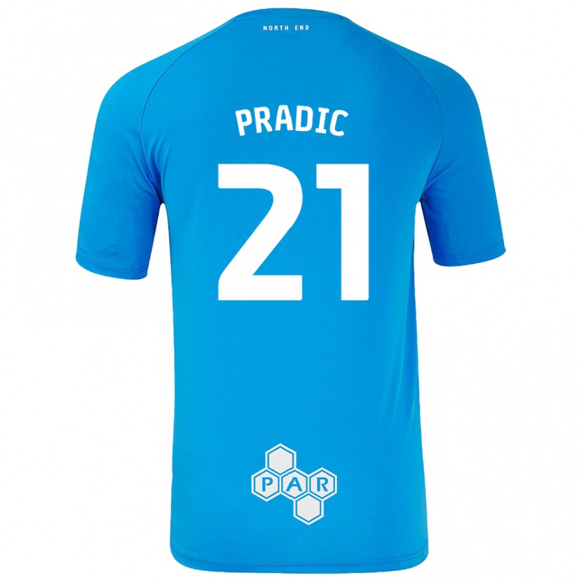 Kandiny Hombre Camiseta James Pradic #21 Azul Cielo 2ª Equipación 2024/25 La Camisa Chile