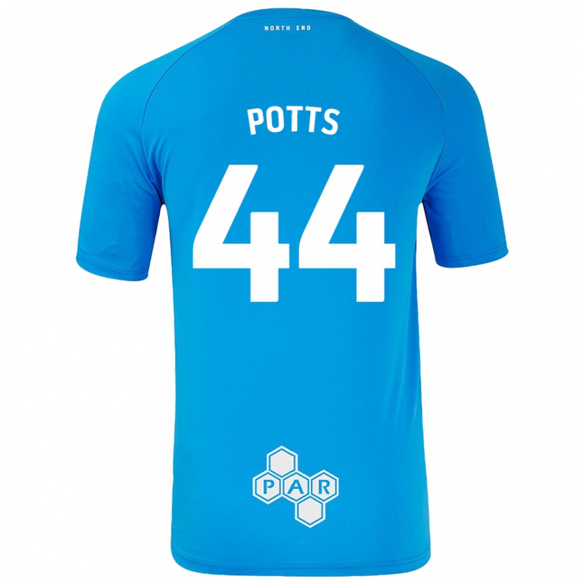 Kandiny Hombre Camiseta Brad Potts #44 Azul Cielo 2ª Equipación 2024/25 La Camisa Chile