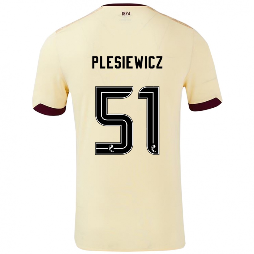 Kandiny Hombre Camiseta Szymon Plesiewicz #51 Crema Burdeos 2ª Equipación 2024/25 La Camisa Chile