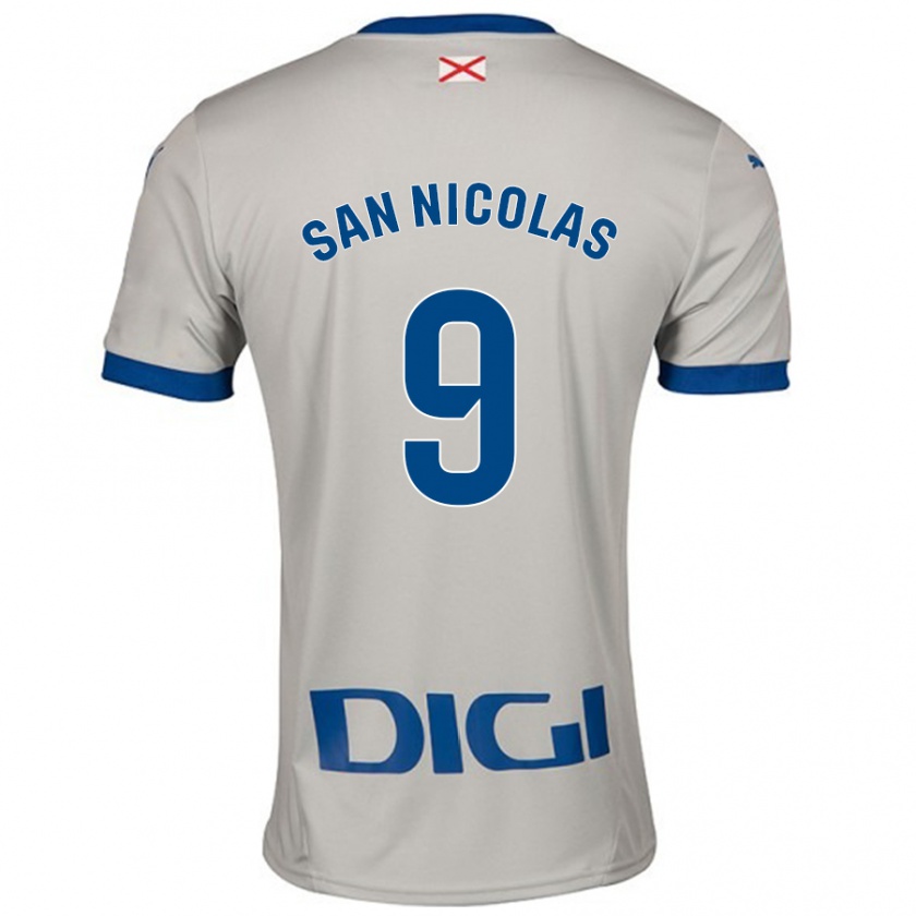 Kandiny Hombre Camiseta Olga San Nicolás #9 Gris Claro 2ª Equipación 2024/25 La Camisa Chile