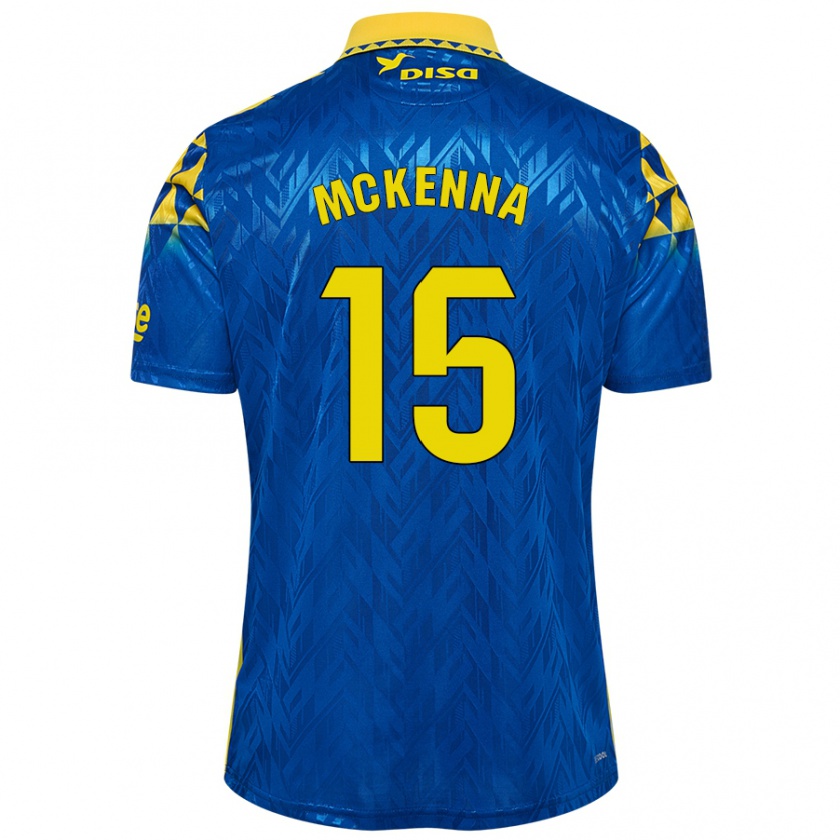 Kandiny Hombre Camiseta Scott Mckenna #15 Azul Amarillo 2ª Equipación 2024/25 La Camisa Chile