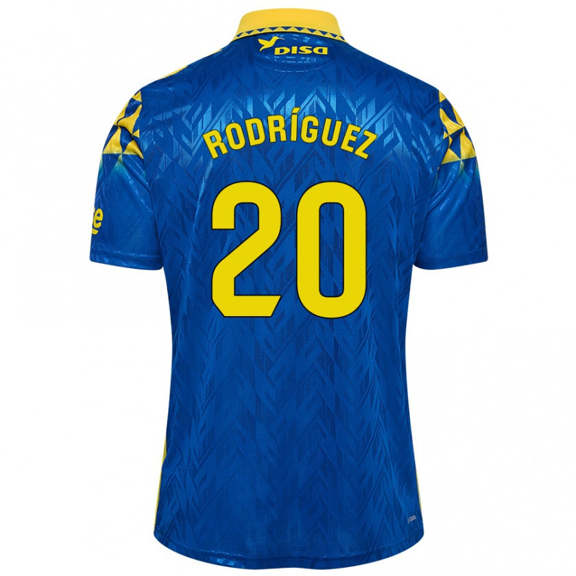 Kandiny Hombre Camiseta Kirian Rodríguez #20 Azul Amarillo 2ª Equipación 2024/25 La Camisa Chile