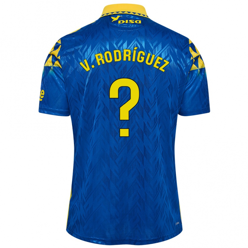 Kandiny Hombre Camiseta Carlos Vicente Rodríguez #0 Azul Amarillo 2ª Equipación 2024/25 La Camisa Chile