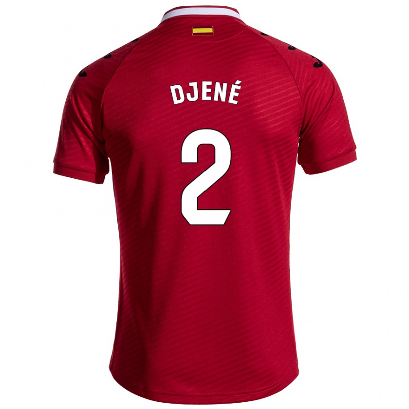 Kandiny Hombre Camiseta Djené #2 Rojo Oscuro 2ª Equipación 2024/25 La Camisa Chile