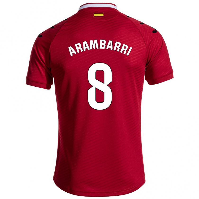 Kandiny Hombre Camiseta Mauro Arambarri #8 Rojo Oscuro 2ª Equipación 2024/25 La Camisa Chile