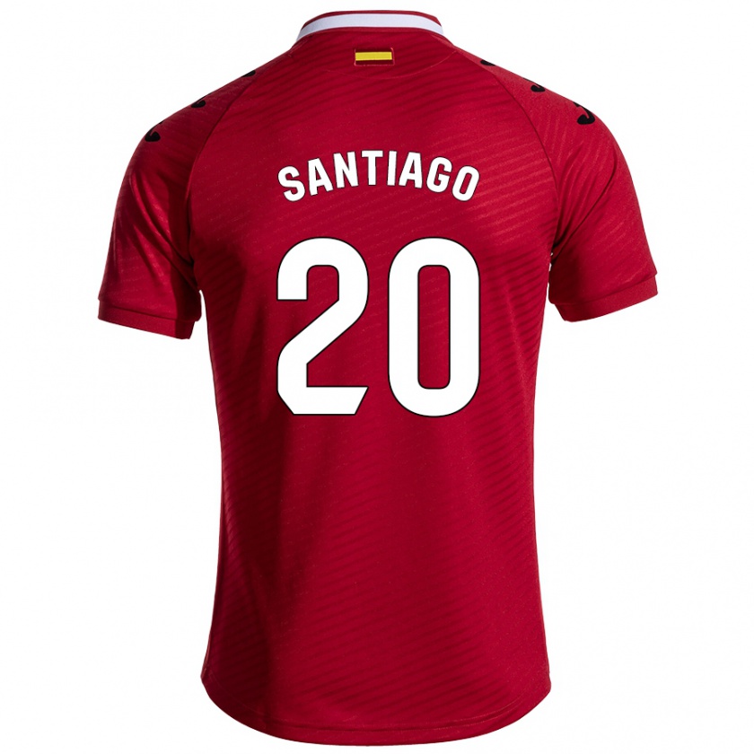 Kandiny Hombre Camiseta Yellu Santiago #20 Rojo Oscuro 2ª Equipación 2024/25 La Camisa Chile