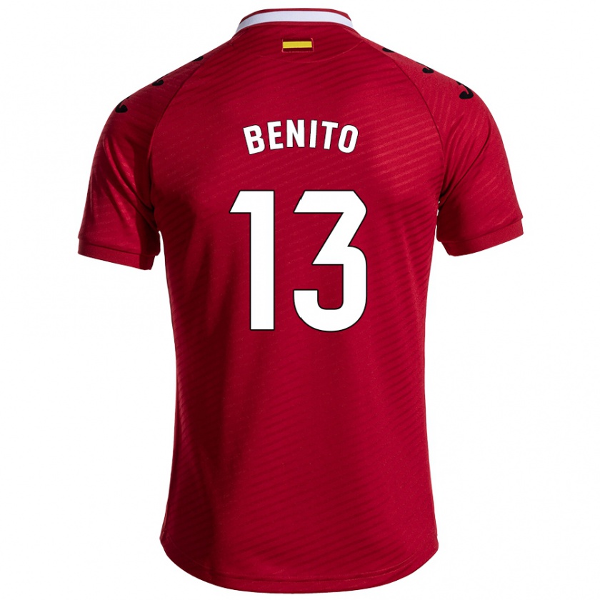 Kandiny Hombre Camiseta Jorge Benito #13 Rojo Oscuro 2ª Equipación 2024/25 La Camisa Chile