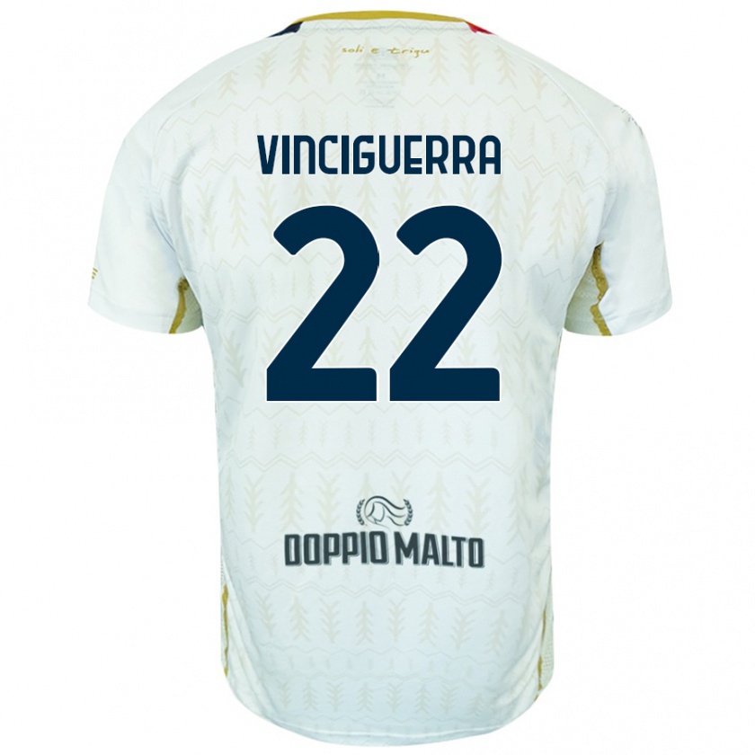 Kandiny Hombre Camiseta Alessandro Vinciguerra #22 Blanco 2ª Equipación 2024/25 La Camisa Chile