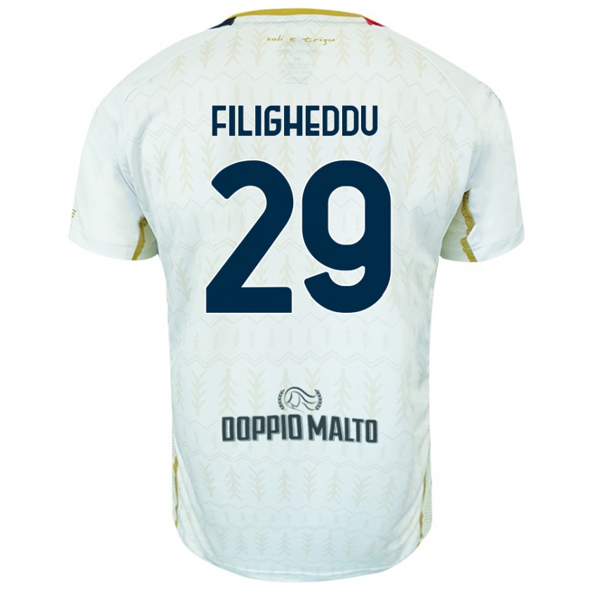 Kandiny Hombre Camiseta Daniele Filigheddu #29 Blanco 2ª Equipación 2024/25 La Camisa Chile