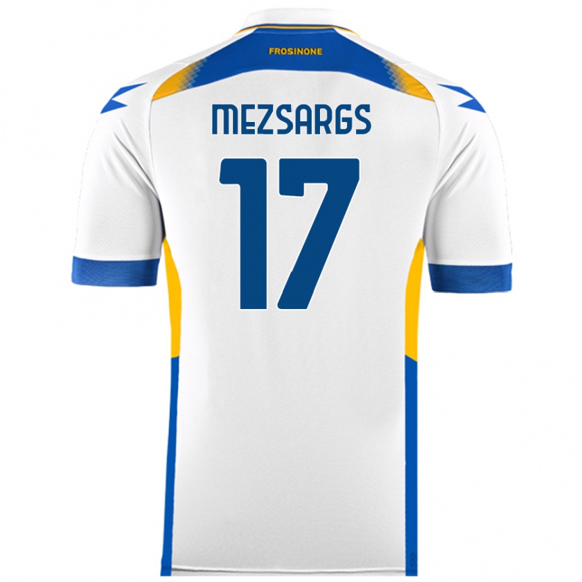 Kandiny Hombre Camiseta Kristians Mezsargs #17 Blanco 2ª Equipación 2024/25 La Camisa Chile